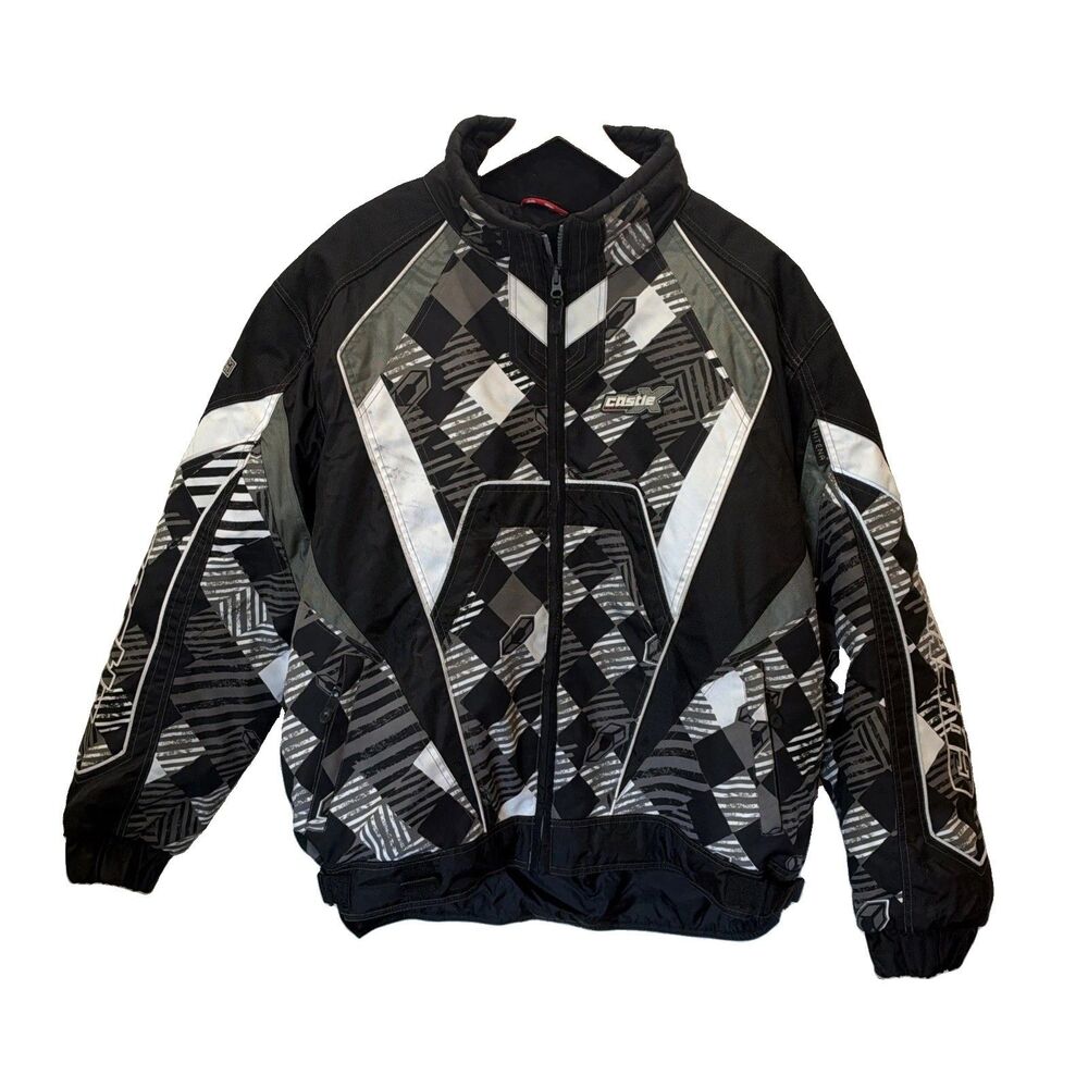 Castle X Men’s Platform Hitena Racewear Snowmobile Jacket Black Grey White XXL
